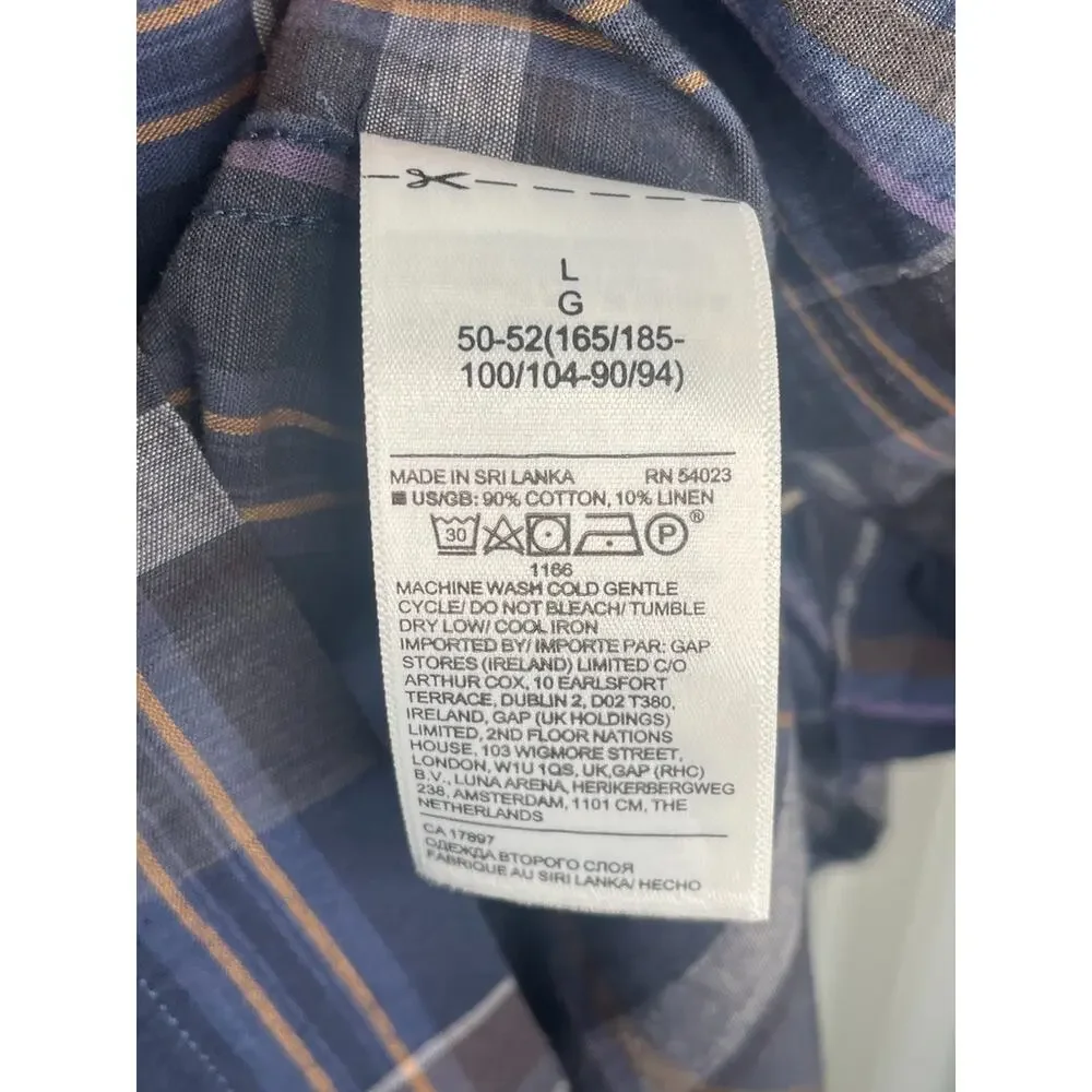 NWT Banana Republic Men's Button Shirt Sz L Organic Cotton Untucked Standard Fit